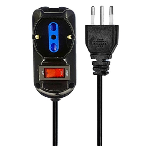 [AP2611N15] Multipresa Ciabatta Elettrica a 3 Posti 2 Prese 10A/16A + 1 Presa 10A/16A Bipasso Schuko con Interruttore e Spina 10A Cavo 1.5m Nero