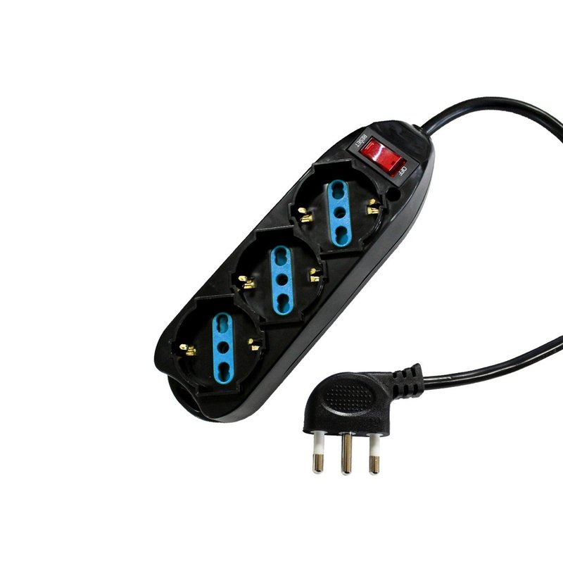 [AP3513N] Multipresa Ciabatta Elettrica Con 3 Posti Prese Schuko 10/16A Colore Nero Interruttore Spina 10A Laterale Cavo 1,5M Nero