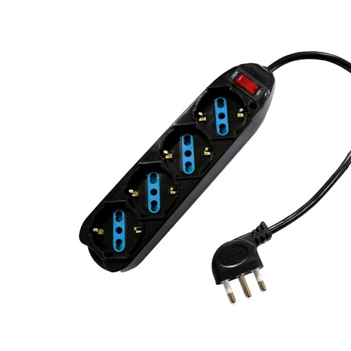 [AP3514N] Multipresa Ciabatta Elettrica Con 4 Posti Prese Schuko 10/16A Colore Nero Interruttore Spina 10A Laterale Cavo 1,5M Nero