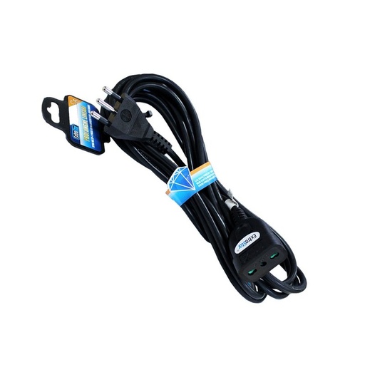 [AP533451] Prolunga Lineare Colore Nero 5M 3X1.0mm Spina Italiana 16A Presa Bipasso 10/16A Max 3500W