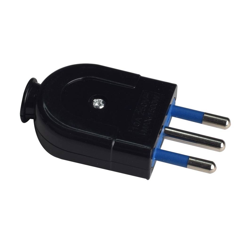 [AP83004] Spina Elettrica Volante Piatta Salva Spazio 2P+T 10A 250V Max 1500W Nero
