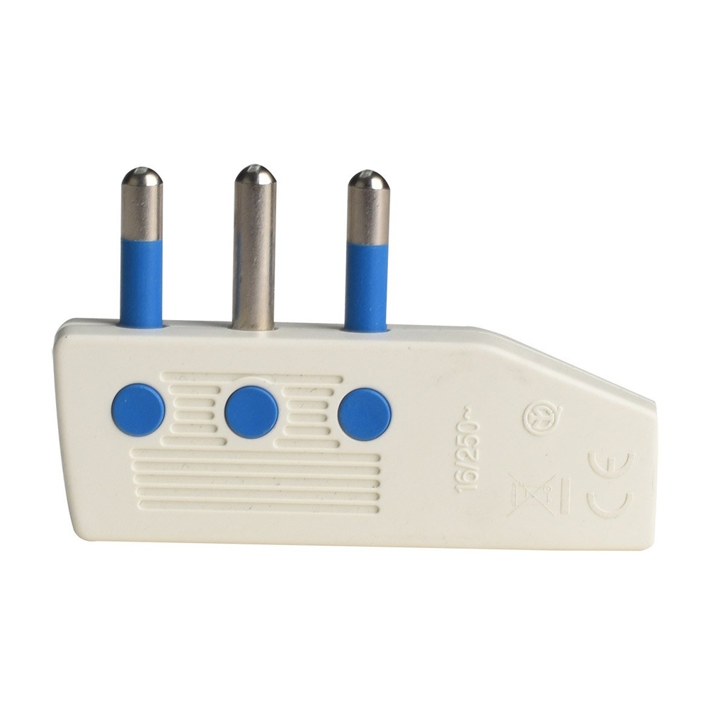 [AP83010] Spina Elettrica Piatta Salvaspazio Laterale 2P+T 16A 250V Max 1500W Uscita Cavo 90 Gradi a Squadra Bianco