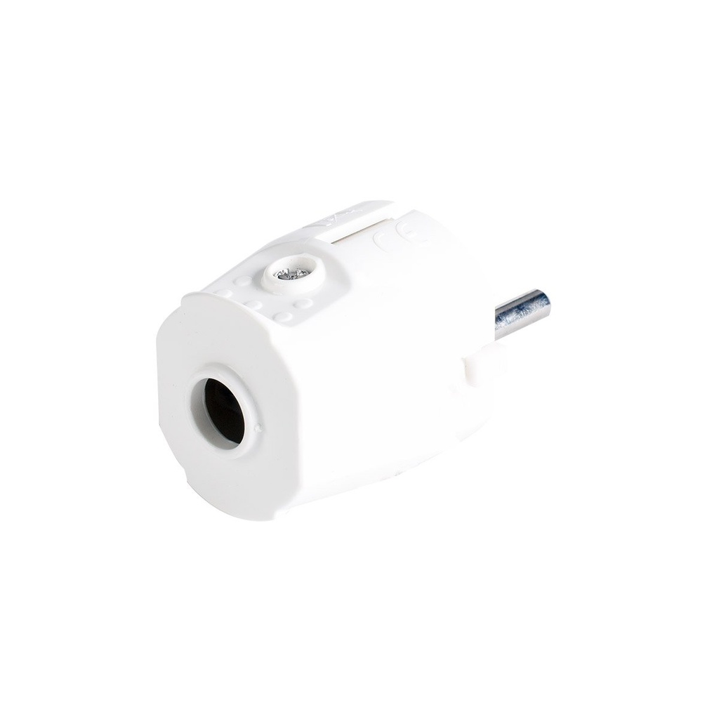 [AP83023] Spina Elettrica Volante Schuko 16A Standard Tedesca Salvaspazio con Uscita Cavo Dritto Bianco