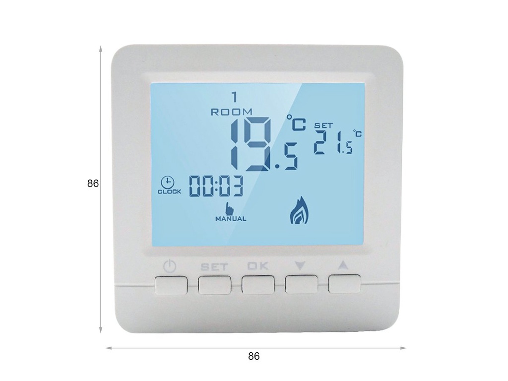 [LL0250] Termostato Digitale Con Tasti Programmabile Per Caldaia A Gas Murale Da Parete Alimentato Con 2 Pile AA