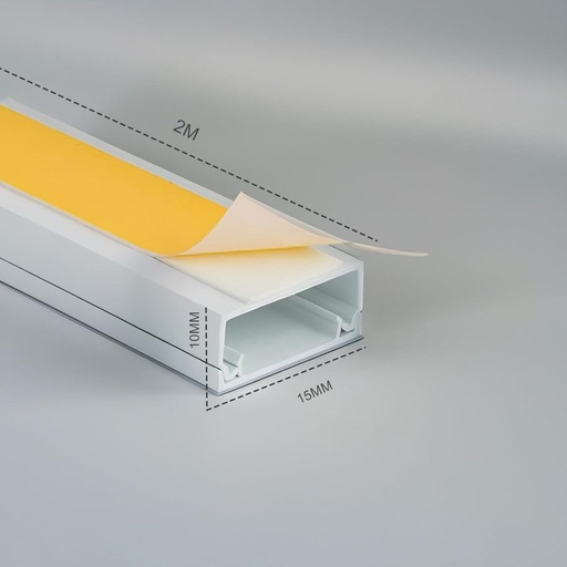 [FG27802X4] 8 Metri Canaline Passacavi Adesive 15x10mm Bianche con Coperchio a Scatto - 4 Pezzi da 2 Metri